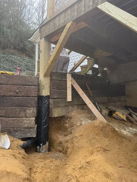 Excavating to replace a failing deck post footing