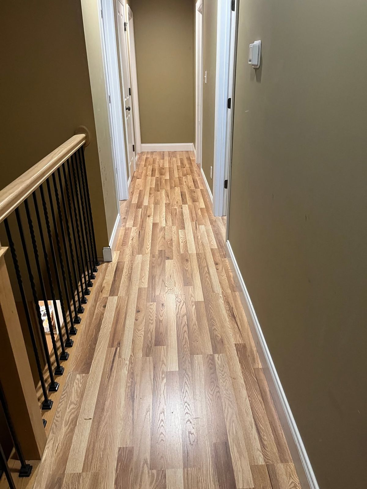 Upstairs hallway with new wood flooring